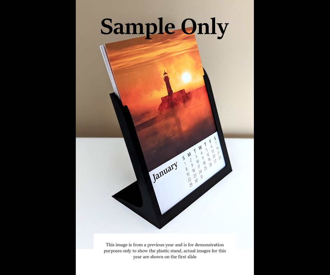 Calendar sample with plastic stand