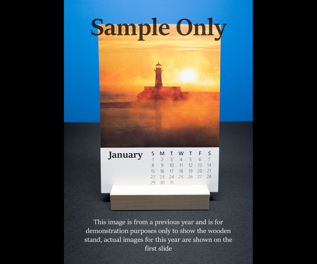 Calendar sample with wooden stand